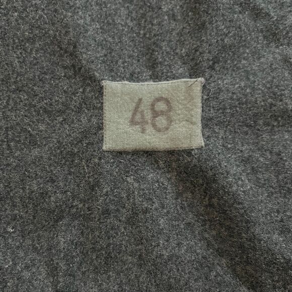 Vintage Military Wool Overcoat Liner Gray Green Pinstripe Sleeve Size 48 - Picture 3 of 5